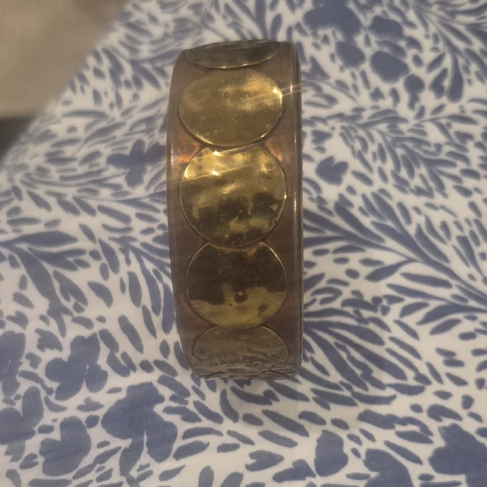 Hammered Circles Bangle Copper/Brass Vintage Bracelet - Picture 1 of 3